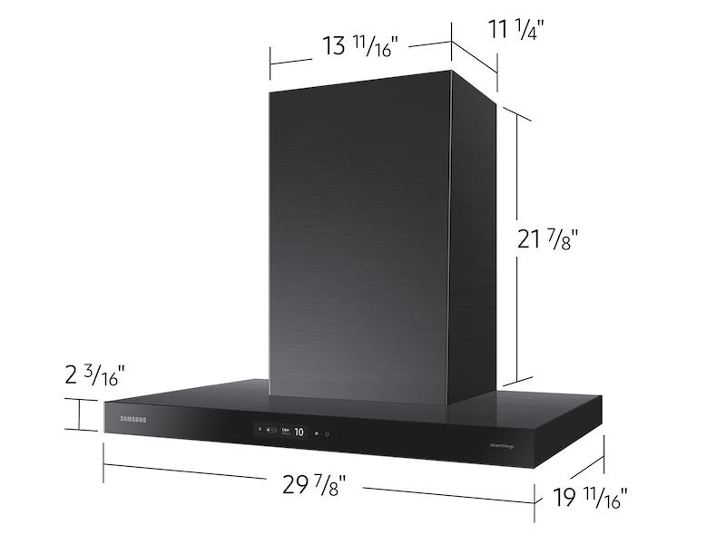 Samsung NK30CB700W33 30" Bespoke Smart Wall Mount Hood With Lcd Display In Clean Deep Charcoal
