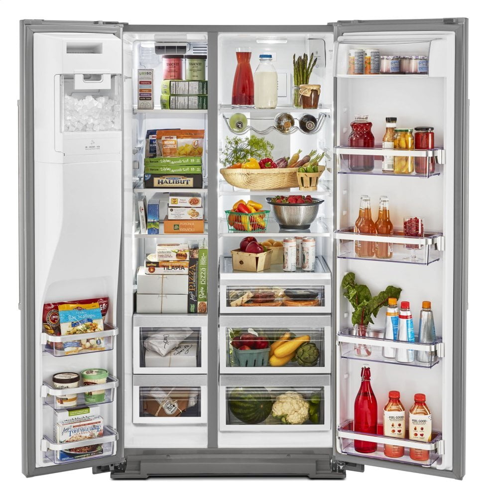 Kitchenaid KRSF705HPS 24.8 Cu Ft. Side-By-Side Refrigerator With Exterior Ice And Water And Printshield™ Finish - Stainless Steel With Printshield™ Finish