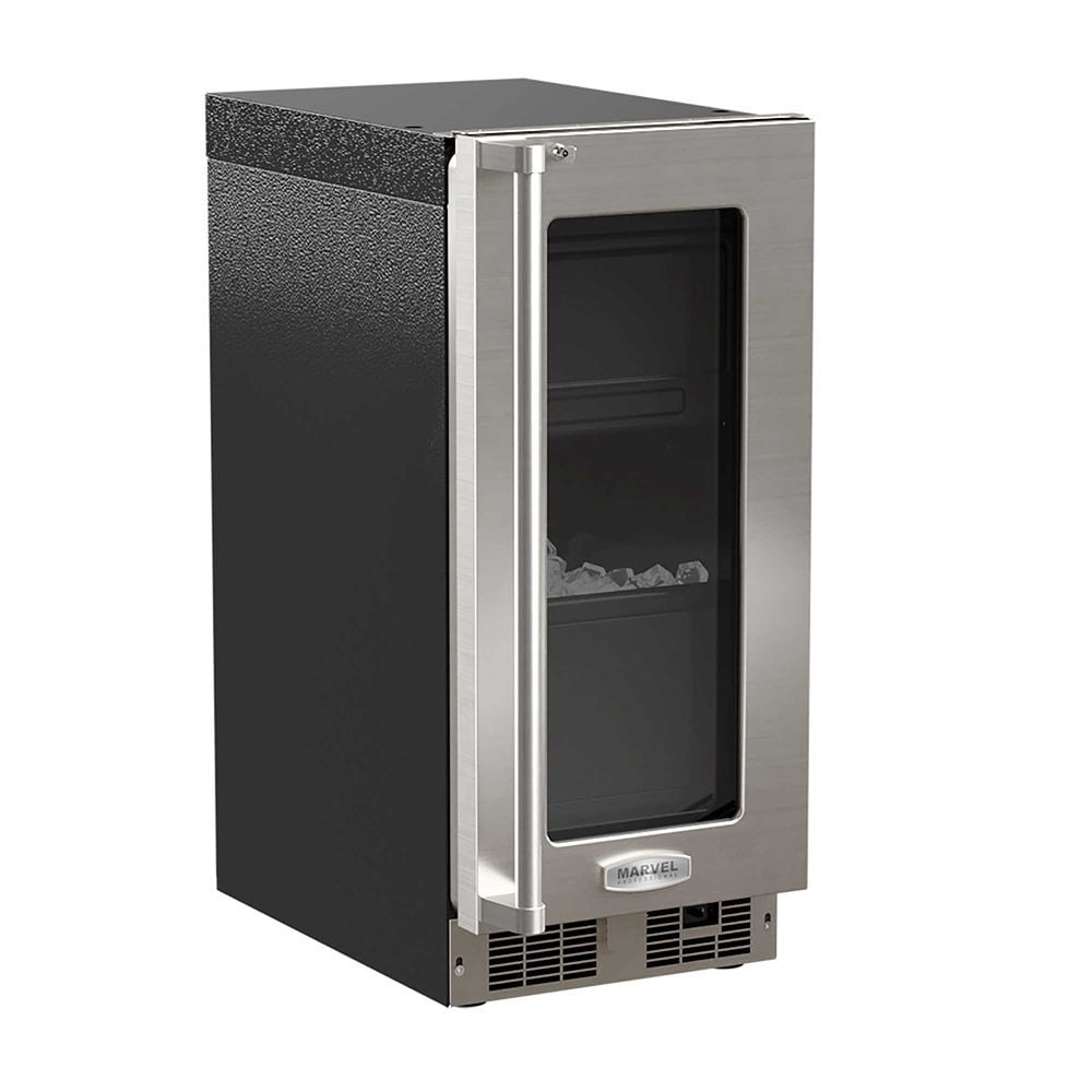 Marvel MP15CPG3RS 15-In Professional Built-In Clear Ice Machine With Pump With Door Style - Stainless Steel Frame Glass, Door Swing - Right, Pump - Yes