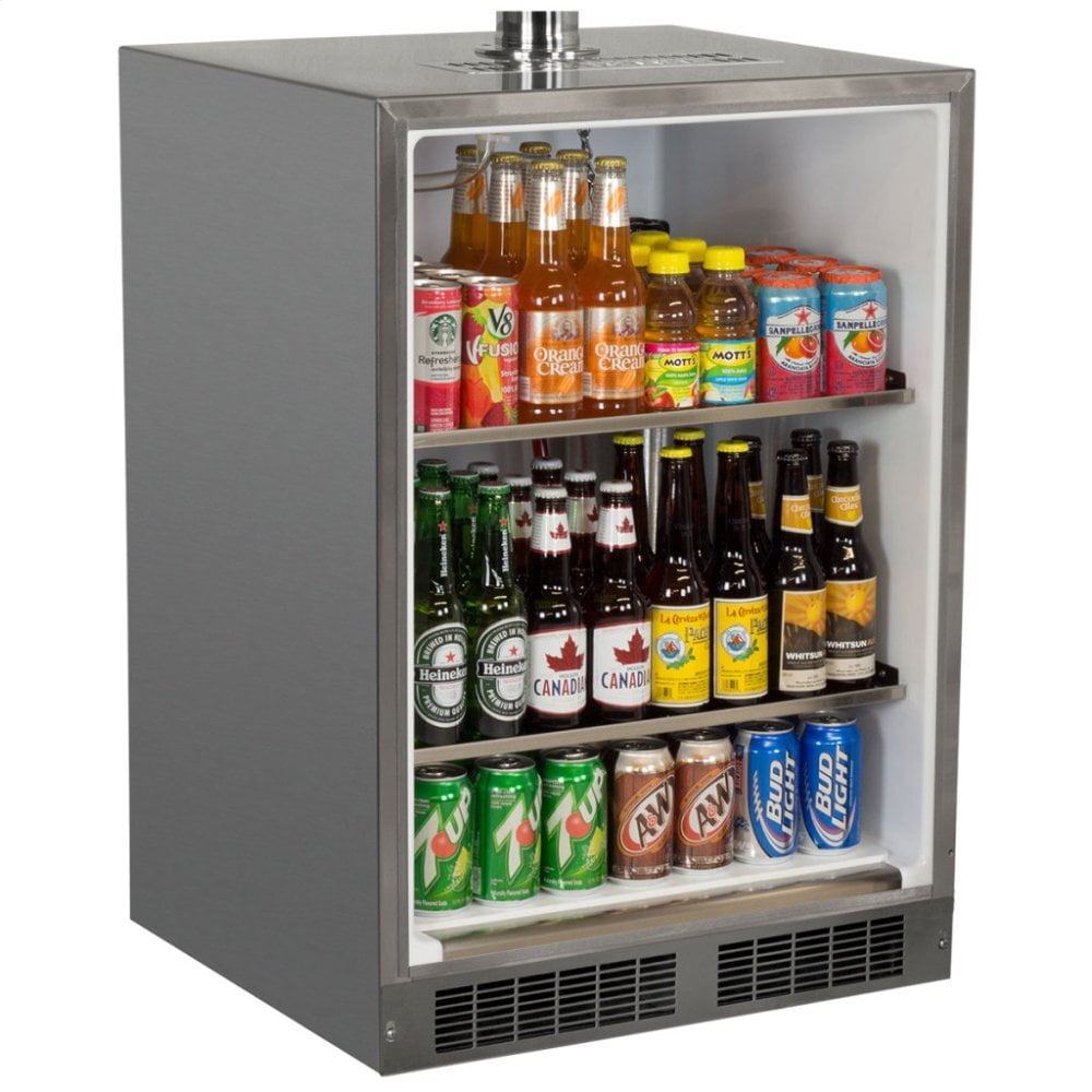 Marvel MO24BTSMRS Outdoor 24" Twin Tap Mobile Beer Dispenser With Stainless Steel Door - Solid Stainless Steel Door With Lock - Right Hinge