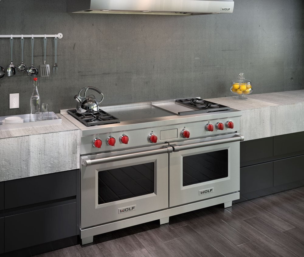 Wolf DF604GFLP 60" Dual Fuel Range - 4 Burners, Infrared Griddle And French Top