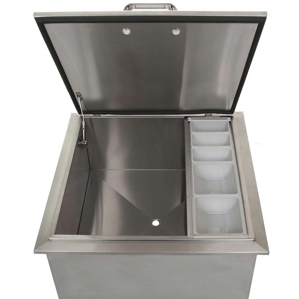 Heat Grills HTXICEBIN18X18 Drop-In Ice Bin Cooler With Condiment Tray, 18X18