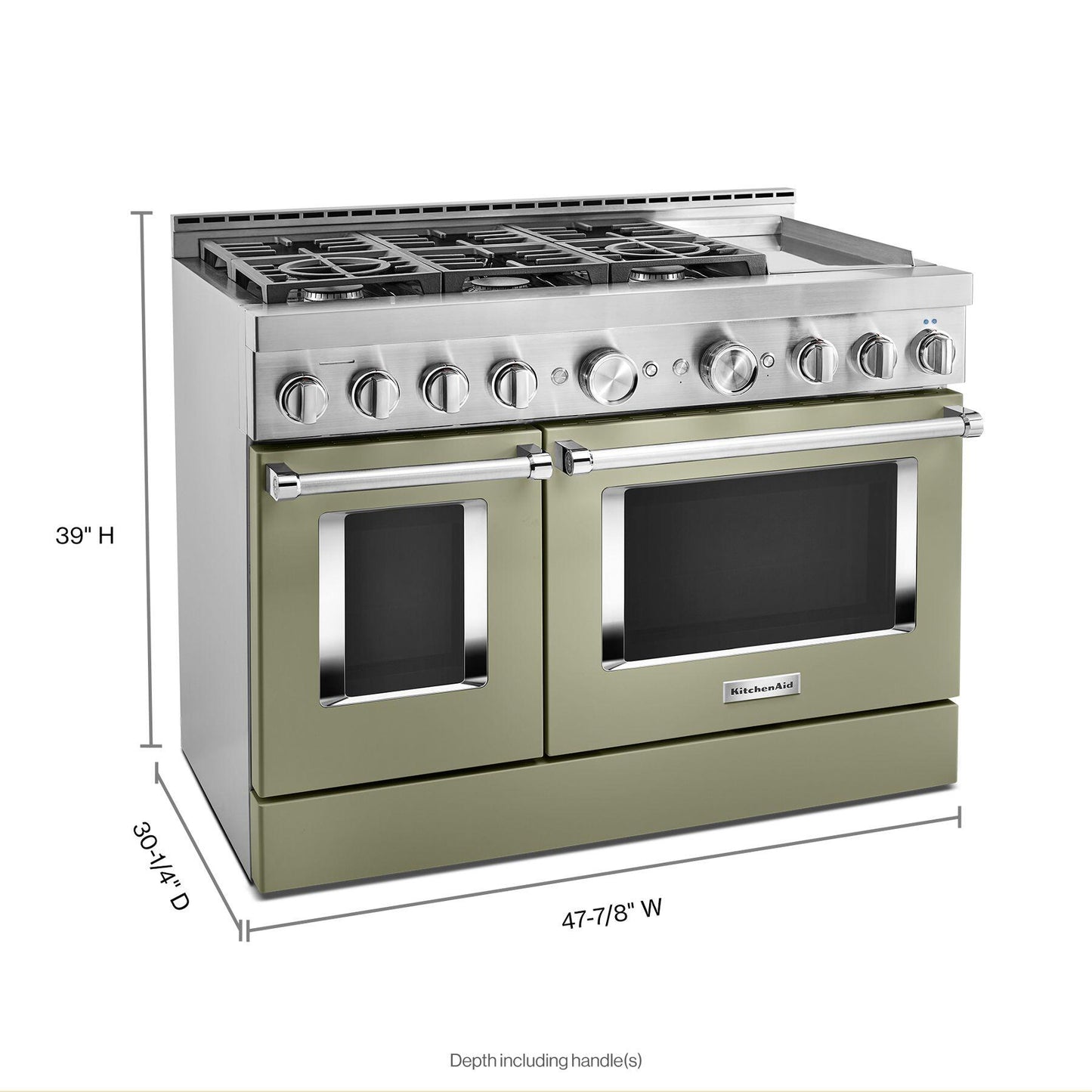 Kitchenaid KFGC558JAV Kitchenaid® 48'' Smart Commercial-Style Gas Range With Griddle - Avocado Cream