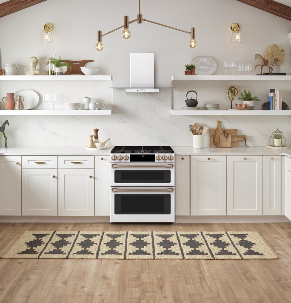 Cafe CGS750P4MW2 Café 30" Smart Slide-In, Front-Control, Gas Double-Oven Range With Convection