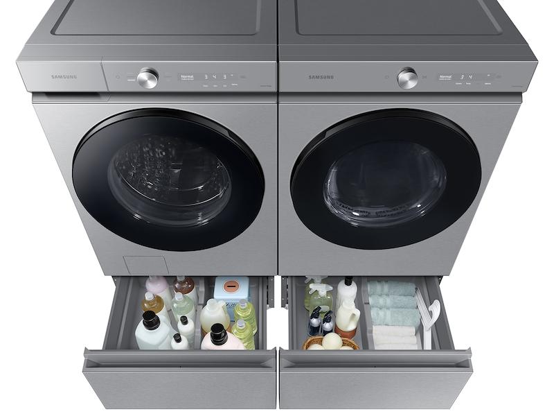 Samsung WE502NT Bespoke 27" Laundry Pedestal With Storage Drawer In Silver Steel