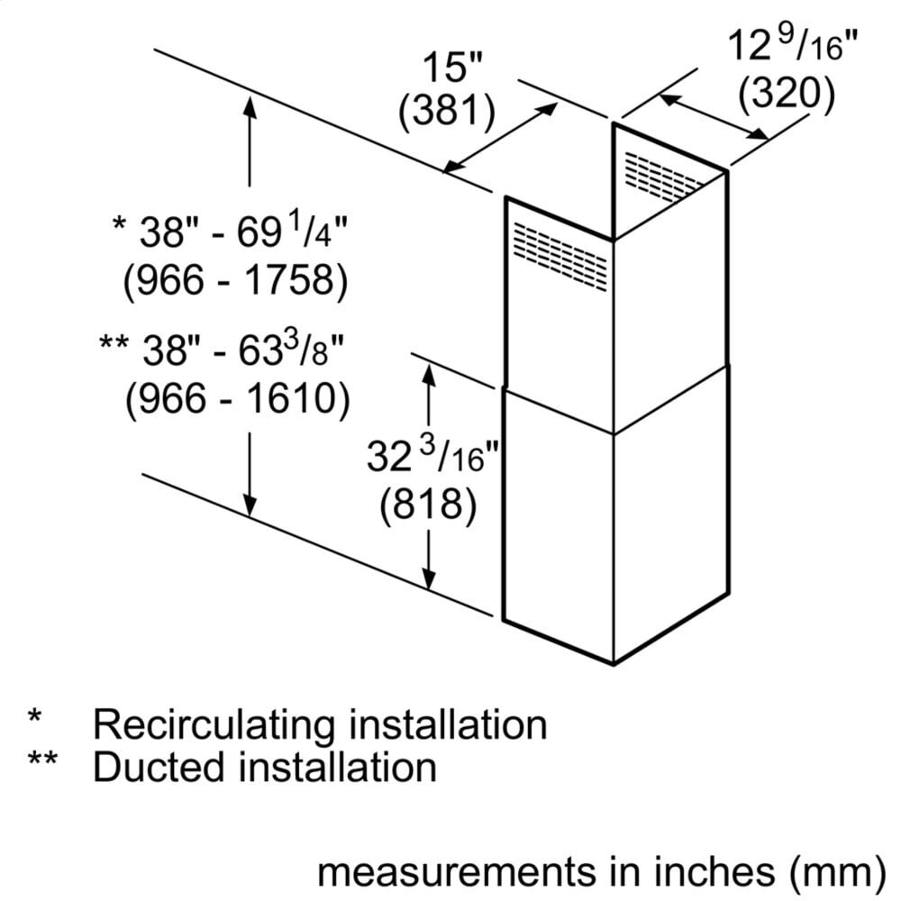 Thermador CHXTHDDW 9-12-Foot Ceilings Chimney Extension Kit For Masterpiece® Chimney Drawer Hood Chxthddw