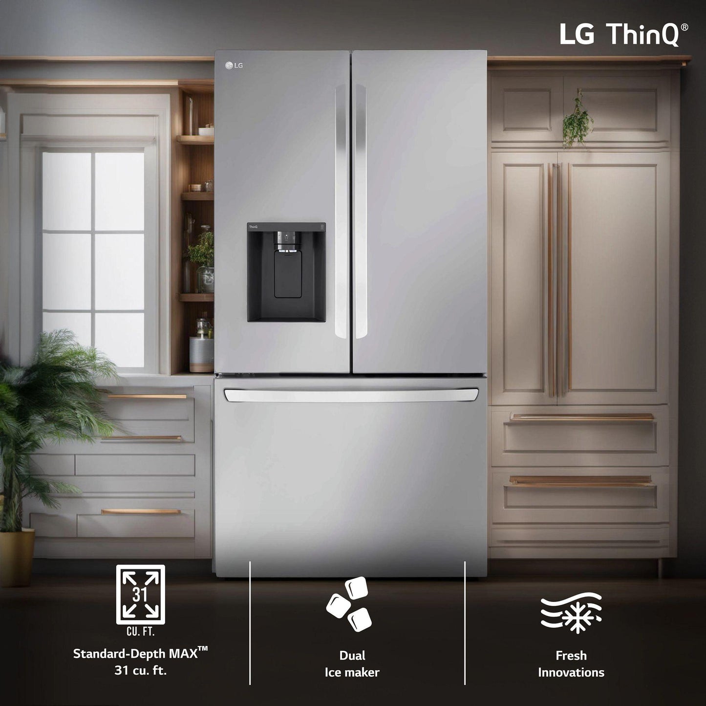 Lg LRFXS3106S 31 Cu. Ft. Smart Standard-Depth Max&#8482; French Door Refrigerator With Dual Ice