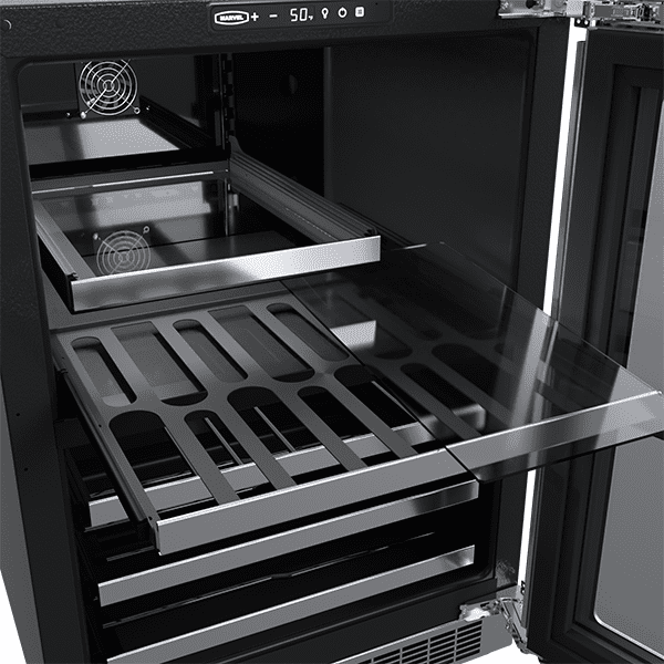 Marvel MPBD424SG31A 24-In Professional Built-In Dual Zone Wine And Beverage Center With Door Style - Stainless Steel Frame Glass