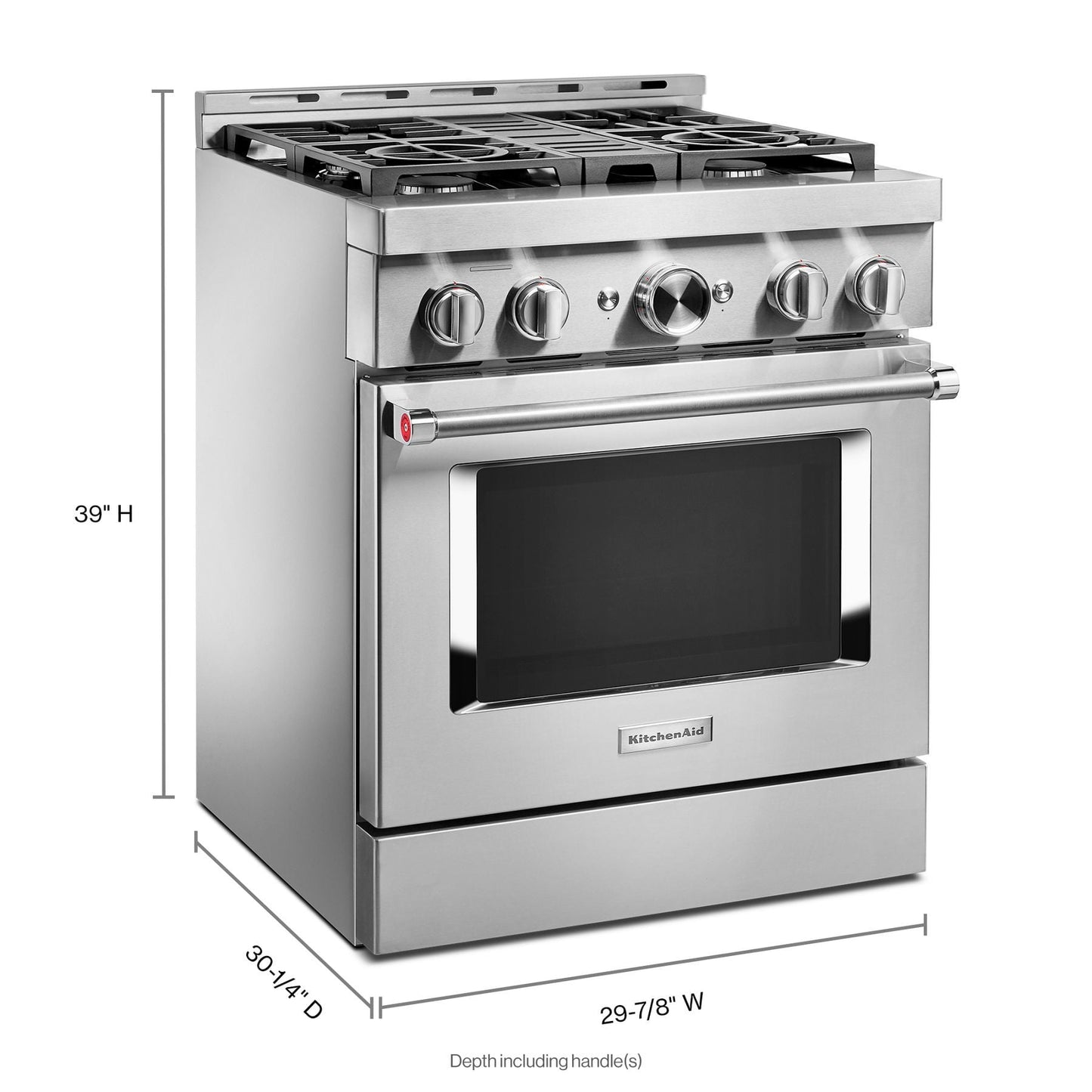 Kitchenaid KFGC500JSS Kitchenaid® 30'' Smart Commercial-Style Gas Range With 4 Burners - Heritage Stainless Steel