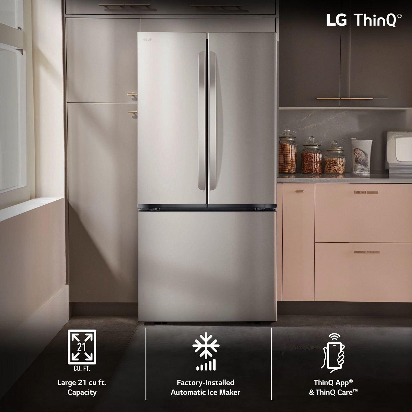 Lg LF21G6200S 21 Cu. Ft., 3-Door French Door, Counter-Depth Max™ Refrigerator