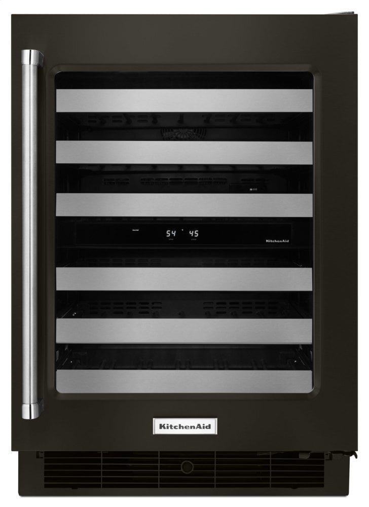 Kitchenaid KUWR304EBS 24" Stainless Steel Wine Cellar With Metal-Front Racks - Black Stainless Steel With Printshield™ Finish