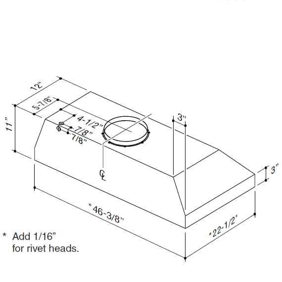 Best Range Hoods CP37I482SB 46-3/8" Stainless Steel Built-In Range Hood With 1350 Max Cfm Internal Blower