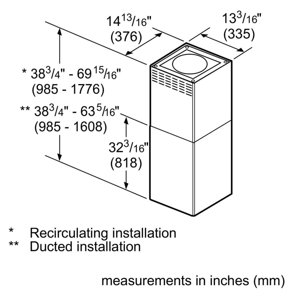 Thermador CHXTHMIB 9-12-Foot Ceilings Chimney Extension Kit For Masterpiece® Island Hoods Chxthmib