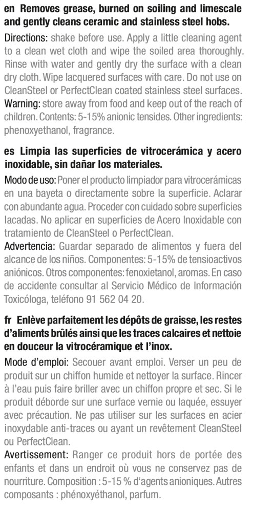 Miele GPCLKM0252L Gp Cl Km 0252 L - Cer. And Stainless Cleaner 8.5 Fl Oz. For Best Cleaning Results And Safe Use.