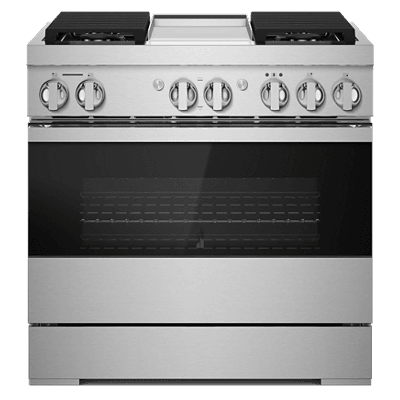 Jennair JDRP536HM Noir 36" Dual-Fuel Professional Range With Chrome-Infused Griddle