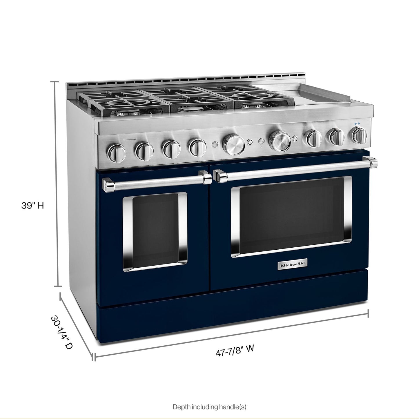 Kitchenaid KFGC558JIB Kitchenaid® 48'' Smart Commercial-Style Gas Range With Griddle - Ink Blue