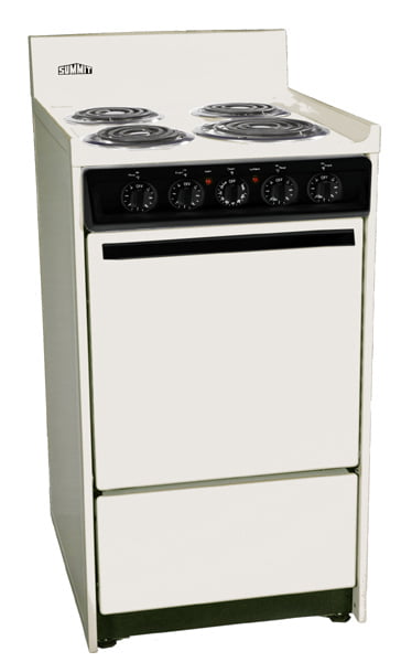 Summit SEM110C Bisque 220V Electric Range In Slim 20" Width With Storage Compartment