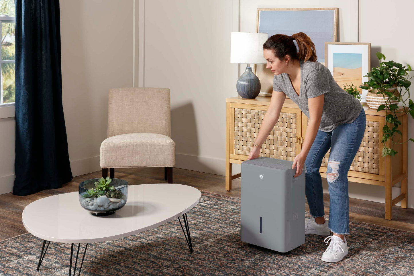 Ge Appliances AWYR50LC Ge® Energy Star® 50 Pint Smart Portable Dehumidifier With Smart Dry For Wet Spaces