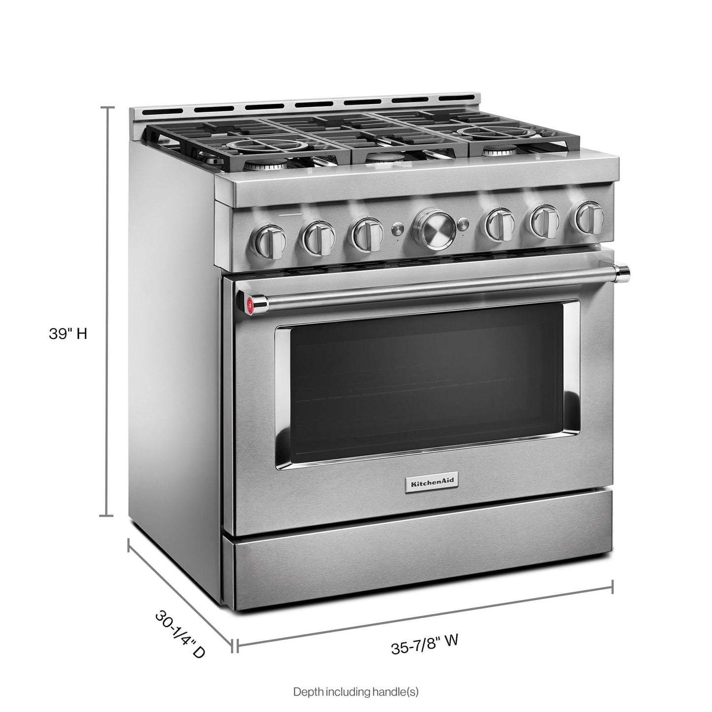 Kitchenaid KFGC506JSS Kitchenaid® 36'' Smart Commercial-Style Gas Range With 6 Burners - Heritage Stainless Steel