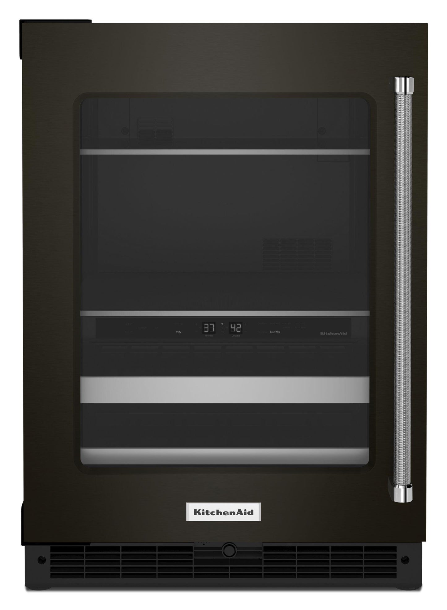 Kitchenaid KUBL314KBS 24" Beverage Center With Glass Door And Metal-Front Racks - Black Stainless Steel With Printshield™ Finish