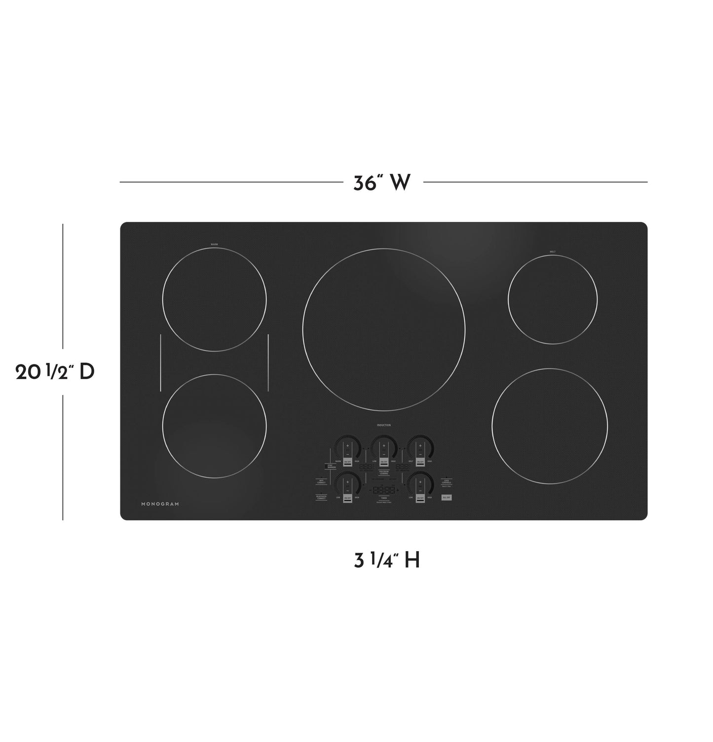 Monogram ZHU36RDTBB Monogram 36" Induction Cooktop