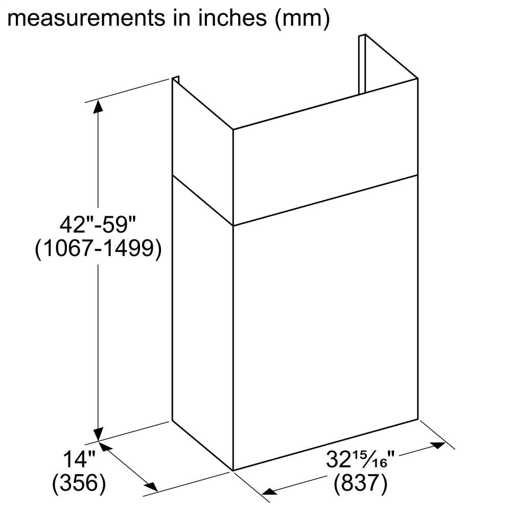 Thermador CHMHP48XTW 42 X 59-Inchtelescoping Duct Cover For Professional Chimney Wall Hood