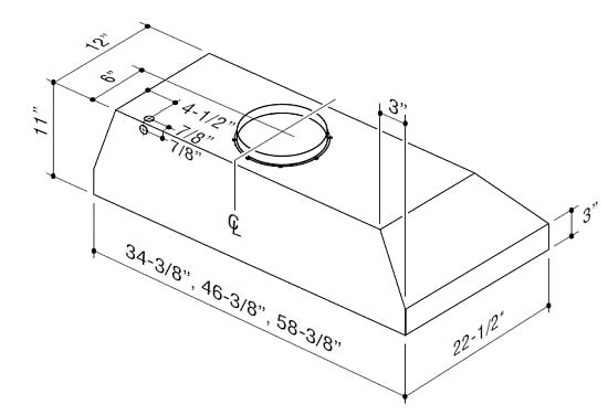 Best Range Hoods CP57E362SB 36" Stainless Steel Built-In Range Hood For Use With External Blower Options