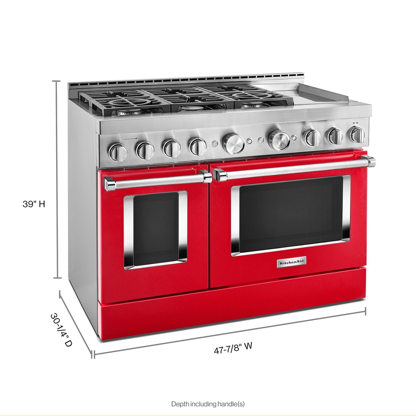 Kitchenaid KFGC558JPA Kitchenaid® 48'' Smart Commercial-Style Gas Range With Griddle - Passion Red