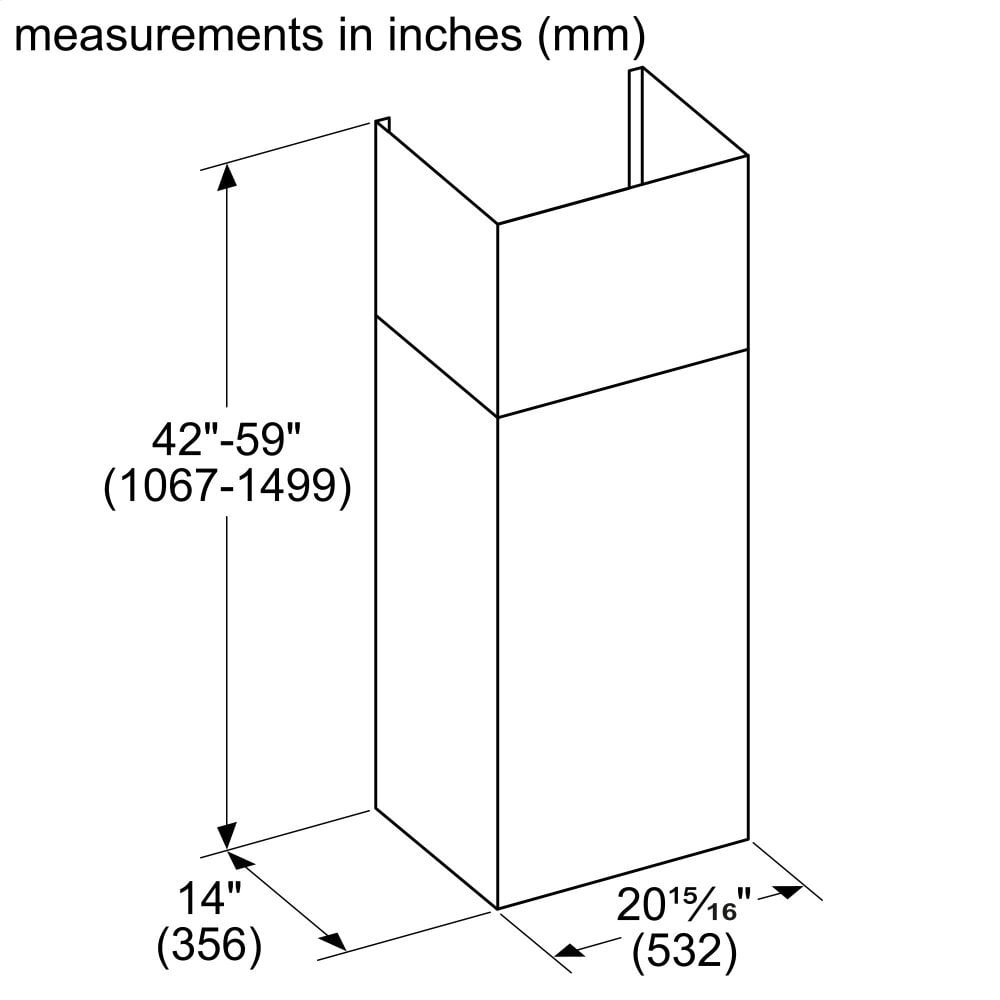 Thermador CHMHP36XTW 42 X 59-Inch Telescoping Duct Cover For Professional Chimney Wall Hood