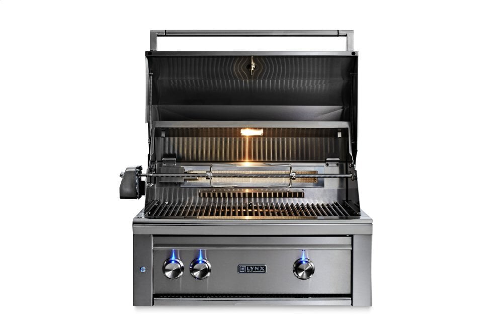 Lynx L30TRNG 30" Lynx Professional Built In Grill With 1 Trident And 1 Ceramic Burner And Rotisserie, Ng