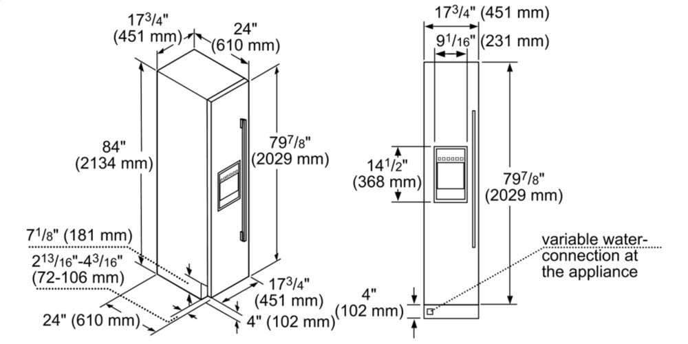 Thermador T18ID900LP 18-Inch Built-In Panel Ready Freezer Column With Ice & Water Dispense, Left Side Door Swing.
