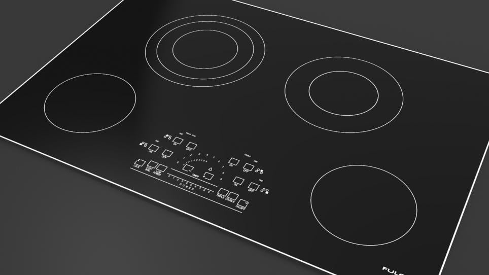 Fulgor Milano F6RT30S2 30" Radiant Cooktop With Brushed Aluminum Trim - Black Glass