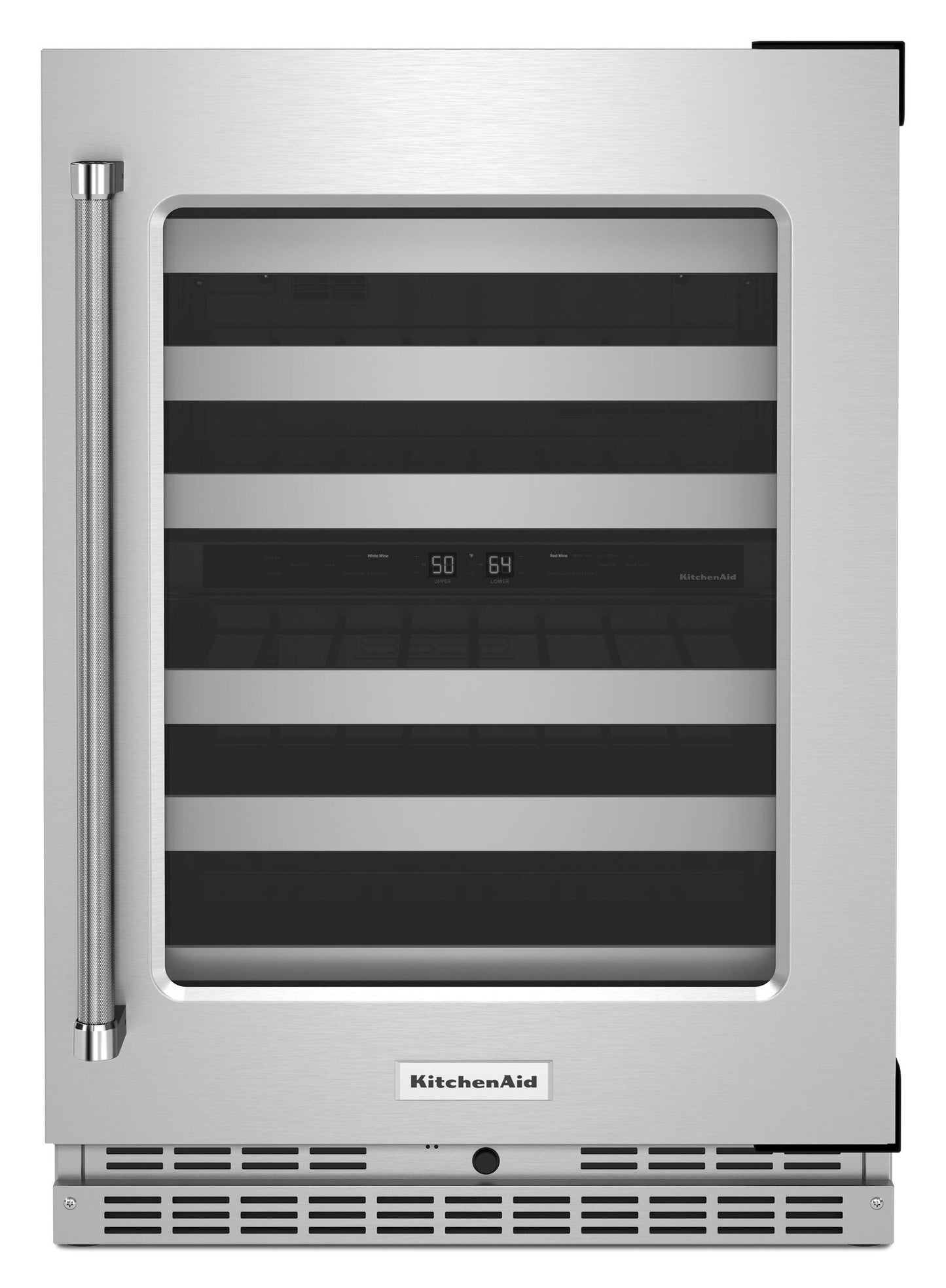 Kitchenaid KUWR314KSS 24" Undercounter Wine Cellar With Glass Door And Metal-Front Racks - Stainless Steel