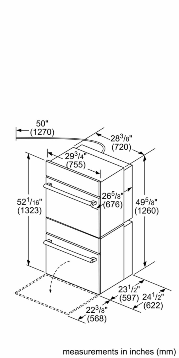 Bosch HBL5651UC 500 Series, 30", Double Wall Oven, Ss, Eu Conv./Thermal, Knob Control