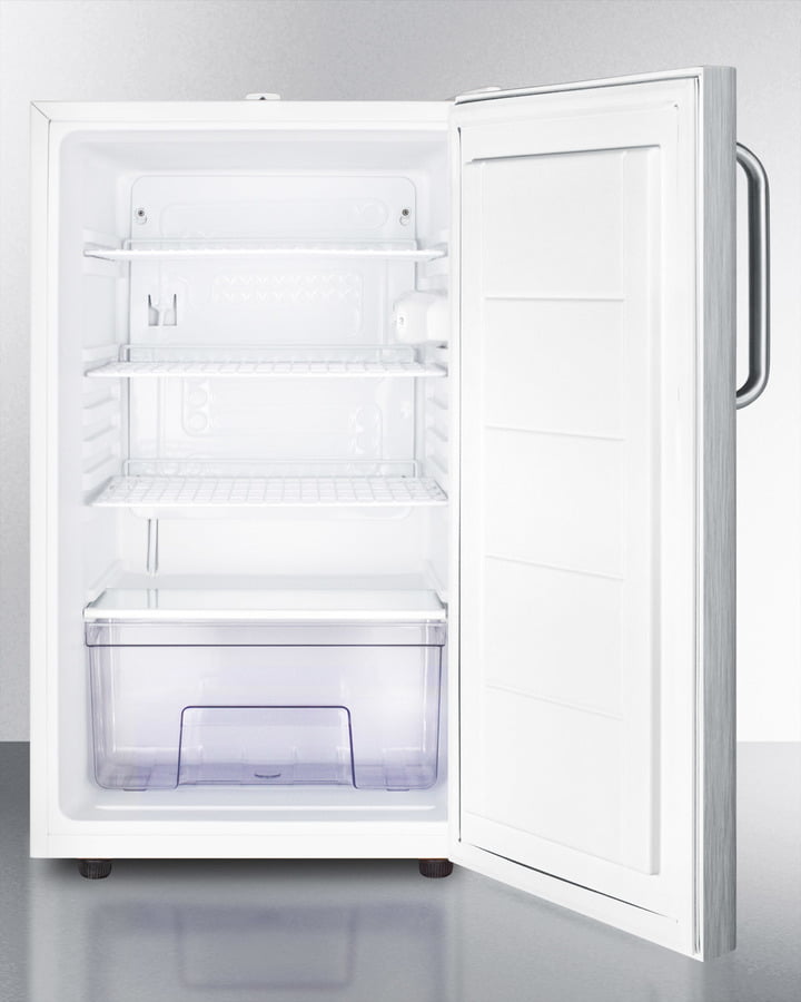 Summit FF511LCSSADA Ada Compliant 20" Wide Built-In Undercounter All-Refrigerator In Complete Stainless Steel, Auto Defrost With A Lock; Designed For General Purpose Use