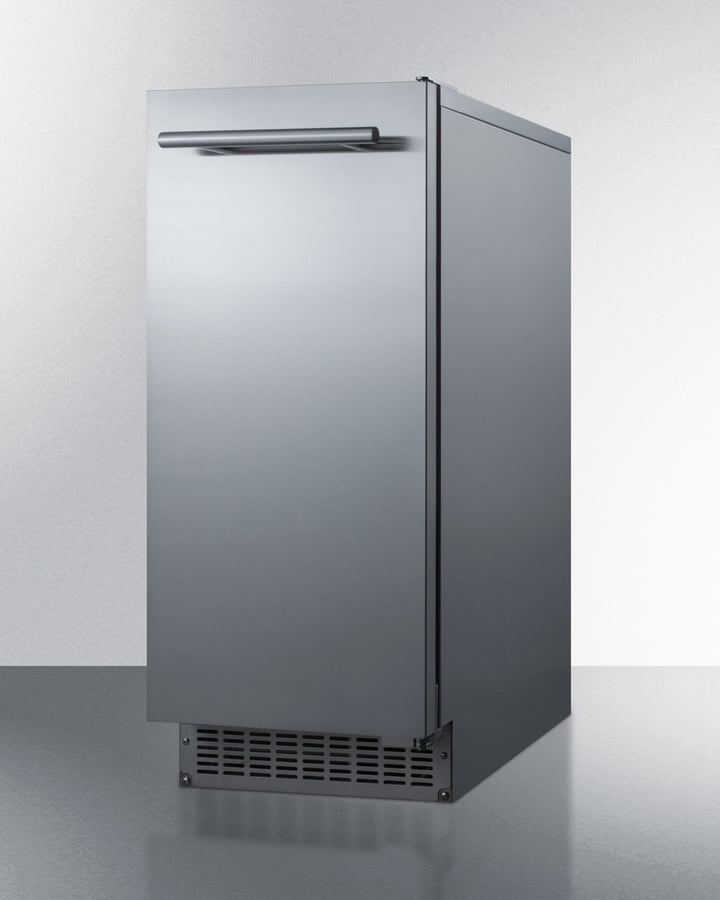 Summit BIM68OSPUMP 15" Wide 62 Lb. Built-In Undercounter Commercially Listed Indoor/Outdoor Clear Icemaker With Internal Pump And Complete Stainless Steel Exterior Finish