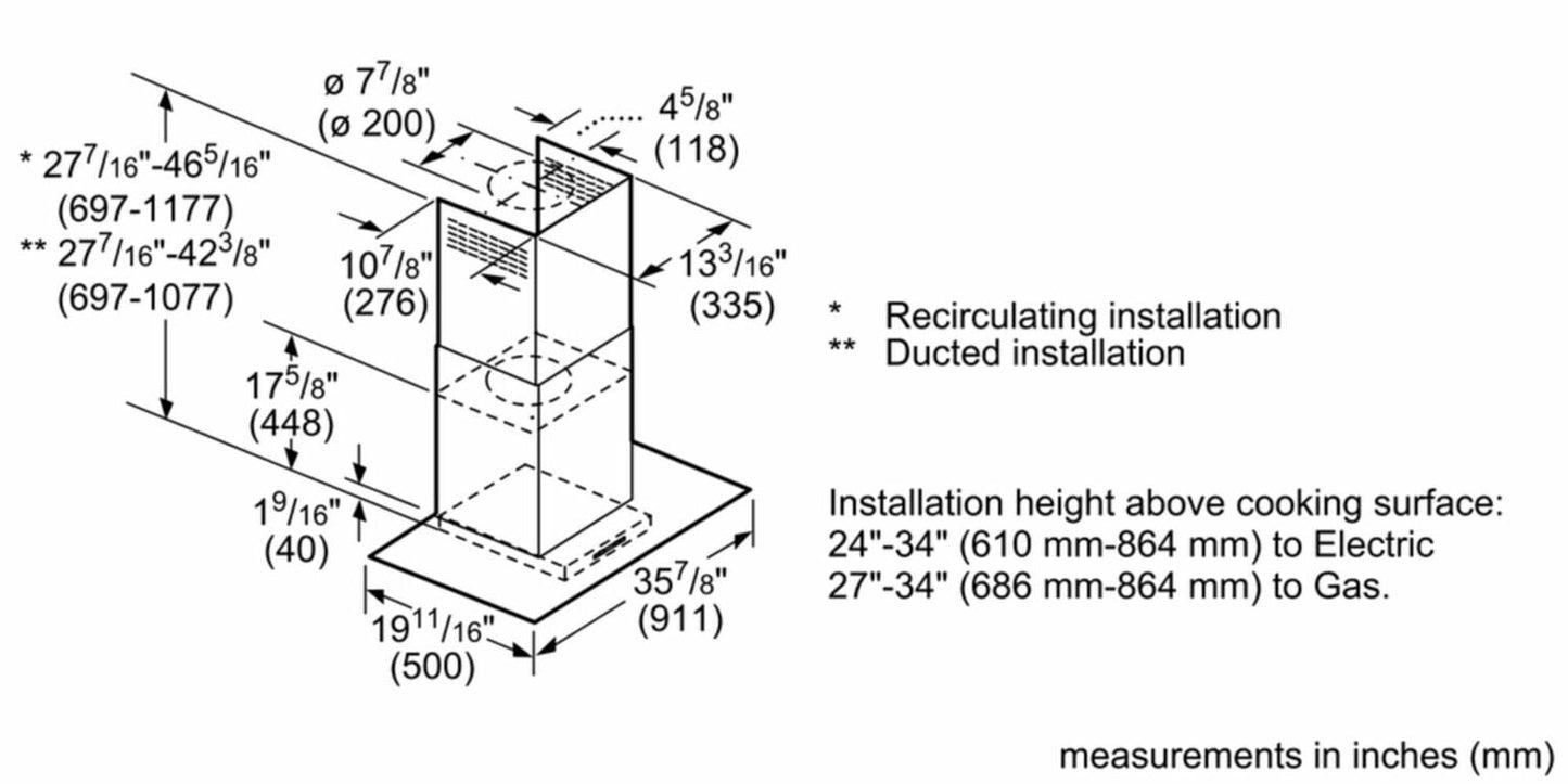Bosch HCG56651UC Benchmark Series, Glass Canopy, 600 Cfm