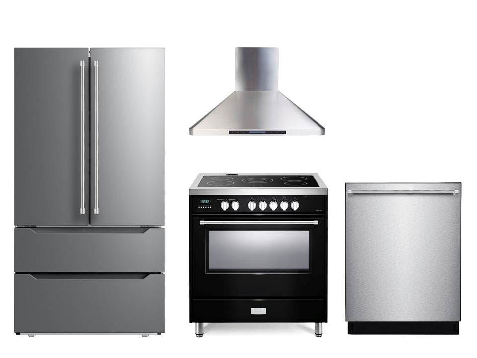 Verona VDFSEE365GB Gloss Black 36" Designer Electric Glass Top Range - Designer Series