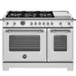Bertazzoni HER486BTFGMXT 48 Inch All-Gas Range 6 Brass Burner And Griddle Stainless Steel