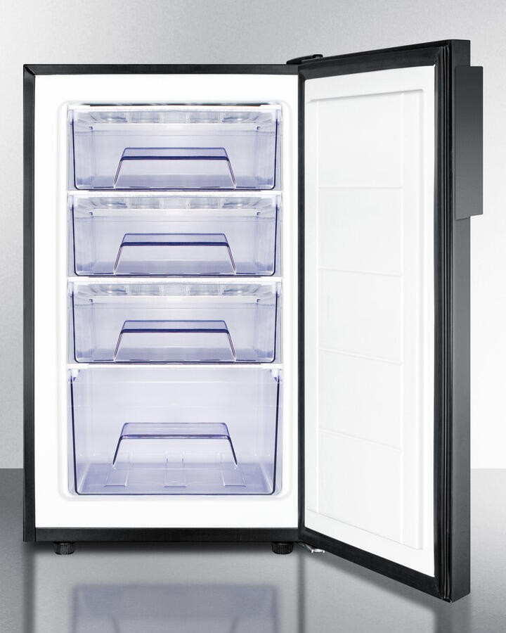 Summit FS408BLBI 20" Wide Built-In Undercounter All-Freezer For General Purpose Use, -20 C Capable With A Lock And Black Exterior
