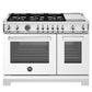 Bertazzoni PRO486BTFEPBIT 48 Inch Dual Fuel Range, 6 Brass Burners And Griddle, Electric Self-Clean Oven Bianco