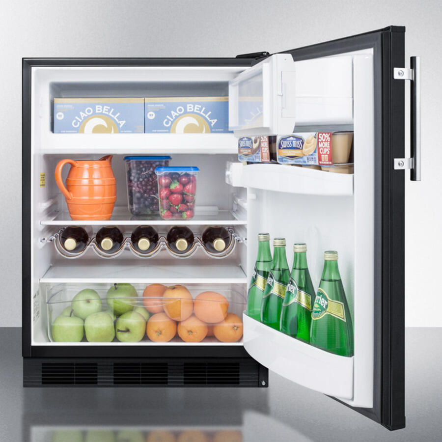 Summit CT663BBIADA Ada Compliant Built-In Undercounter Refrigerator-Freezer For Residential Use, Cycle Defrost With Deluxe Interior And Black Exterior Finish