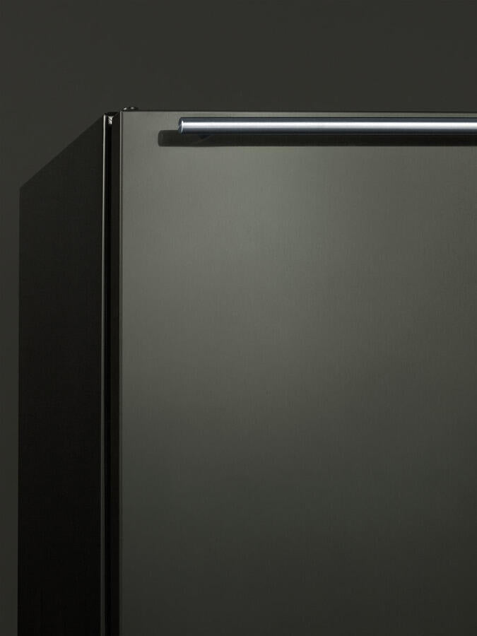 Summit FF63BBIKSHH Built-In Undercounter All-Refrigerator For Residential Use, Auto Defrost With A Black Stainless Steel Wrapped Door, Horizontal Handle, And Black Cabinet