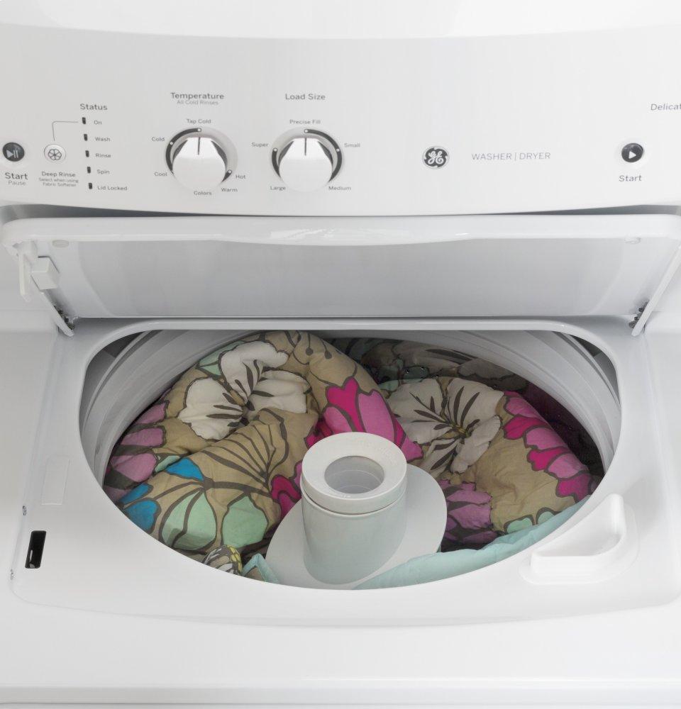 Ge Appliances GUD27GSSMWW Ge Unitized Spacemaker® 3.8 Cu. Ft. Capacity Washer With Stainless Steel Basket And 5.9 Cu. Ft. Capacity Gas Dryer