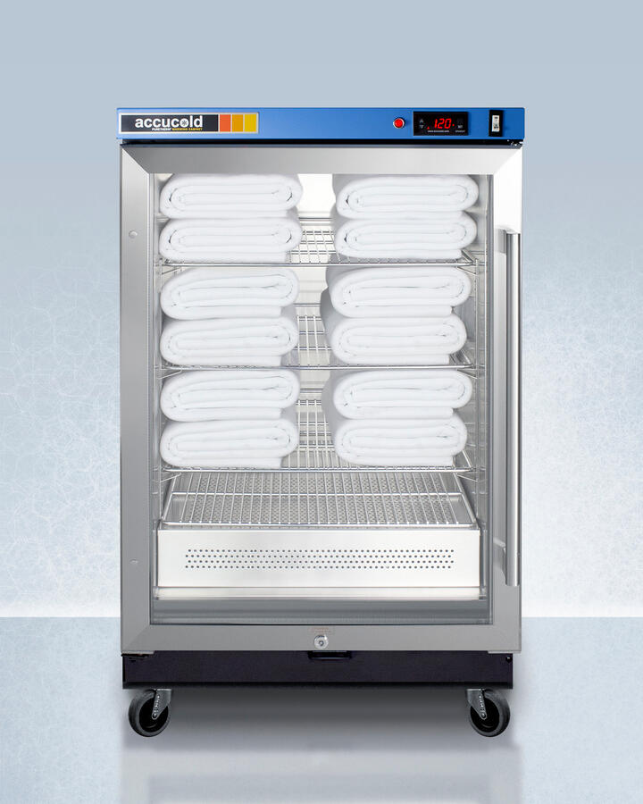 Summit PTHC65GLHD Single Chamber Passive Heating Blanket Warmer With Glass Door, Stainless Steel Interior And Exterior, Digital Thermostat, And Lock