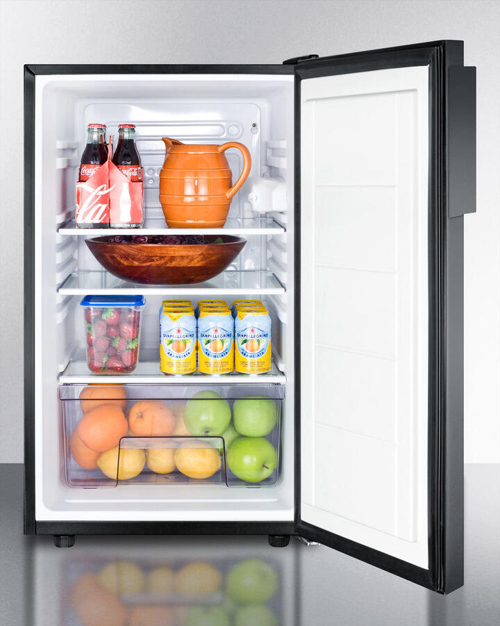 Summit FF521BLBI7ADA Commercially Listed Ada Compliant 20" Wide Built-In Undercounter All-Refrigerator, Auto Defrost With A Lock And Black Finish
