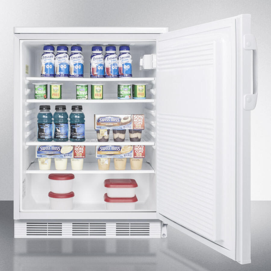 Summit FF7LBI Commercially Listed Built-In Undercounter All-Refrigerator For General Purpose Use, With Lock, Flat Door Liner, Automatic Defrost Operation And White Exterior