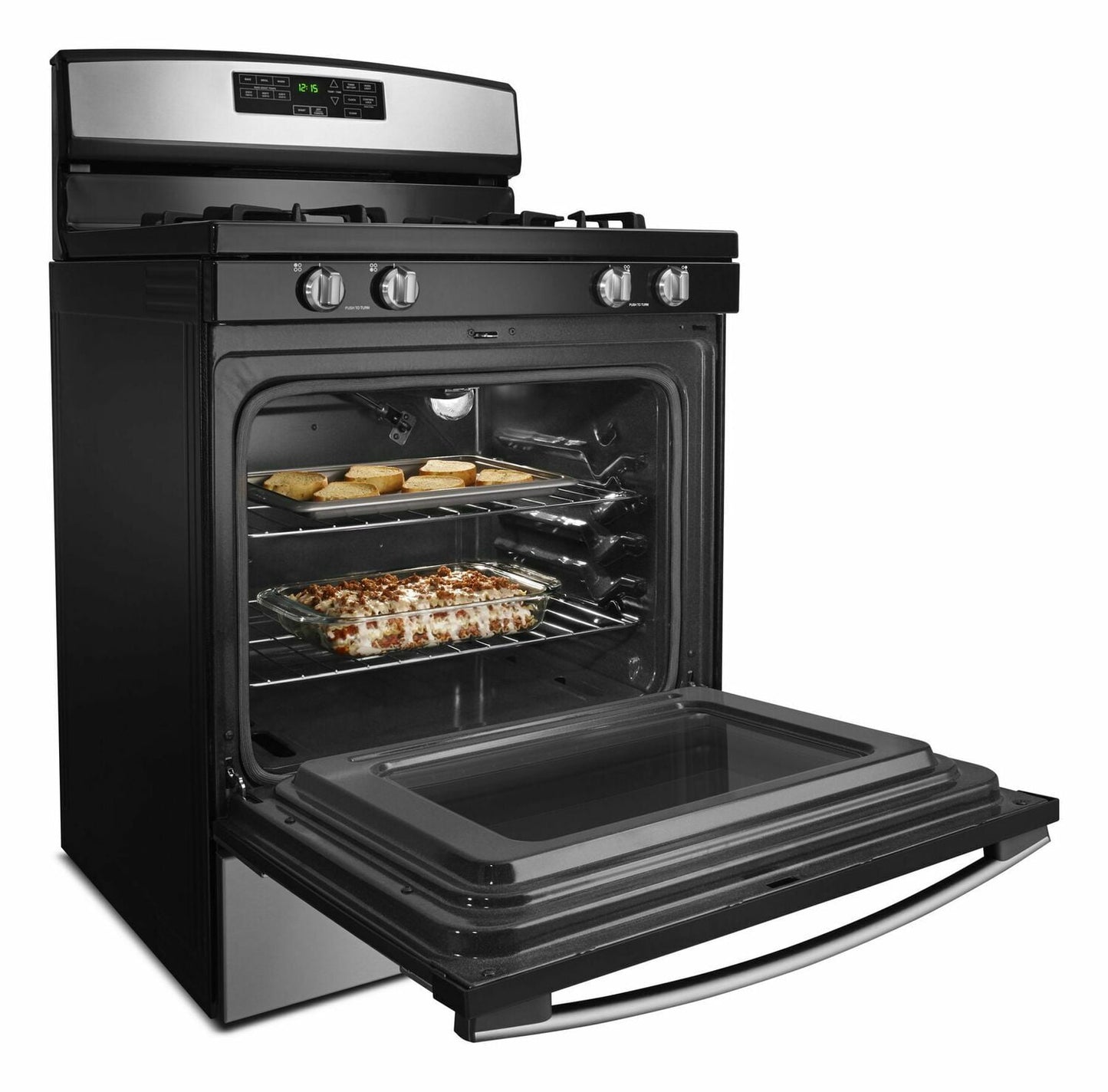 Amana AGR6603SFS 30-Inch Gas Range With Self-Clean Option - Black-On-Stainless