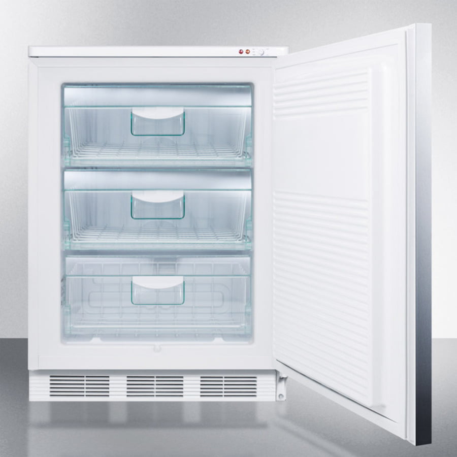 Summit VT65MLBISSHH Built-In Undercounter Medical All-Freezer Capable Of -25 C Operation, With Front Lock, Wrapped Stainless Steel Door And Horizontal Handle