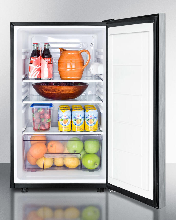 Summit FF521BLBI7SSHHADA Commercially Listed Ada Compliant 20" Wide Built-In Undercounter All-Refrigerator, Auto Defrost W/Lock, Stainless Steel Door, Horizontal Handle, Black Cabinet